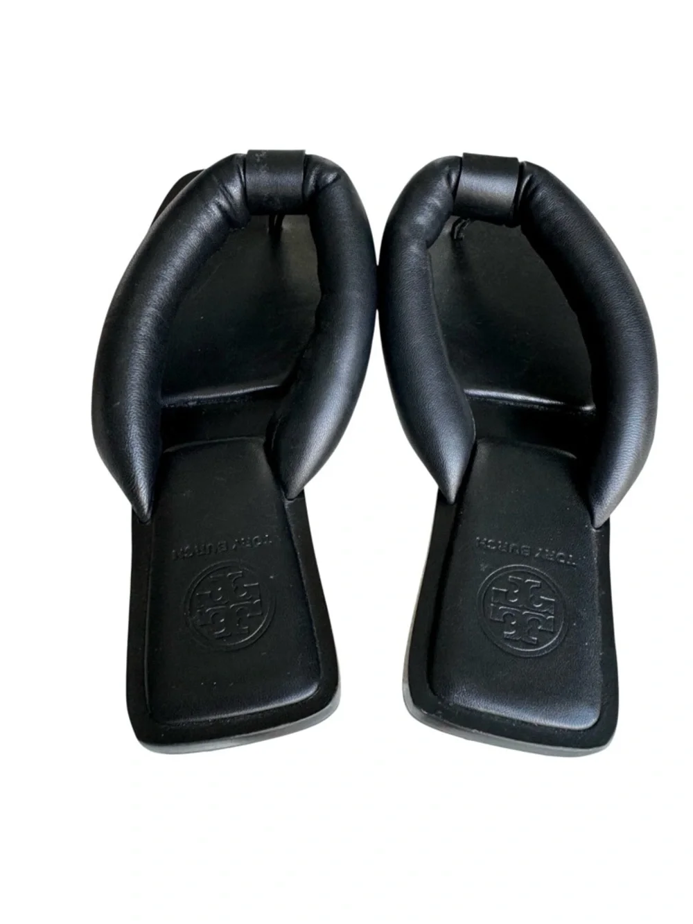 Tory Burch Puffy Strap Thong Sandal Black Leather